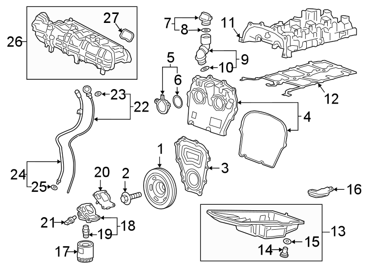 Diagram ENGINE PARTS. for your 2005 Chevrolet Cavalier   