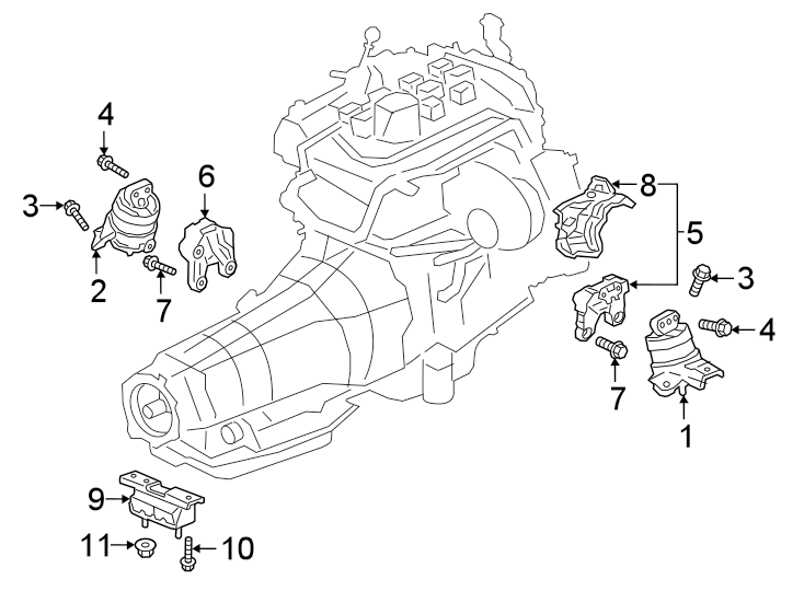 Diagram ENGINE & TRANS MOUNTING. for your 2021 Chevrolet Camaro LT Coupe 2.0L Ecotec A/T 