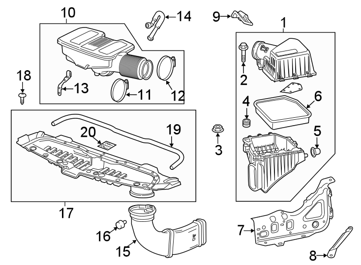 Diagram AIR INTAKE. for your 2016 Chevrolet Spark  LT Hatchback 