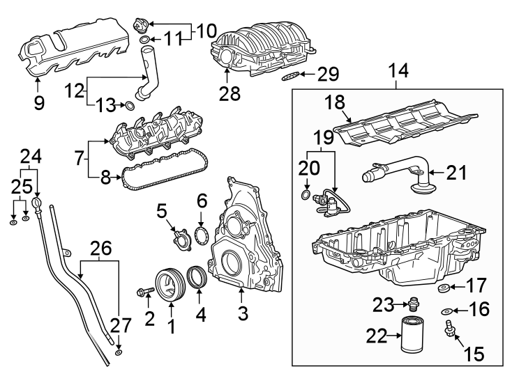 Diagram ENGINE PARTS. for your GMC