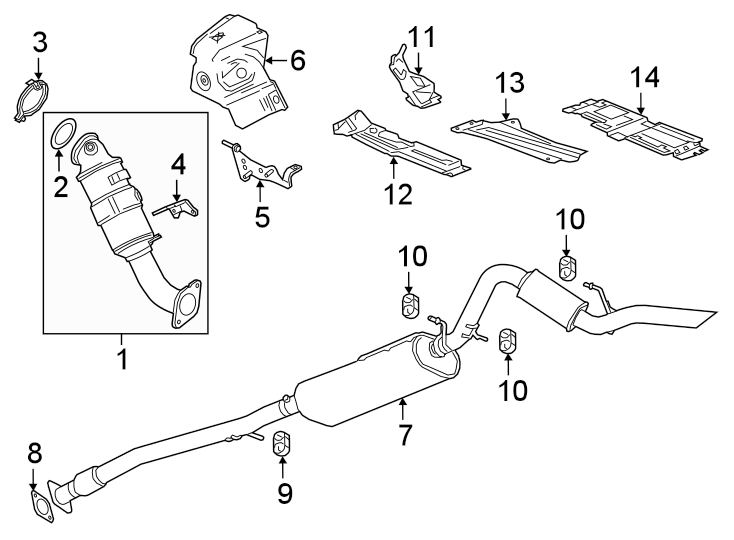 Diagram EXHAUST SYSTEM. EXHAUST COMPONENTS. for your 2020 Chevrolet Spark   