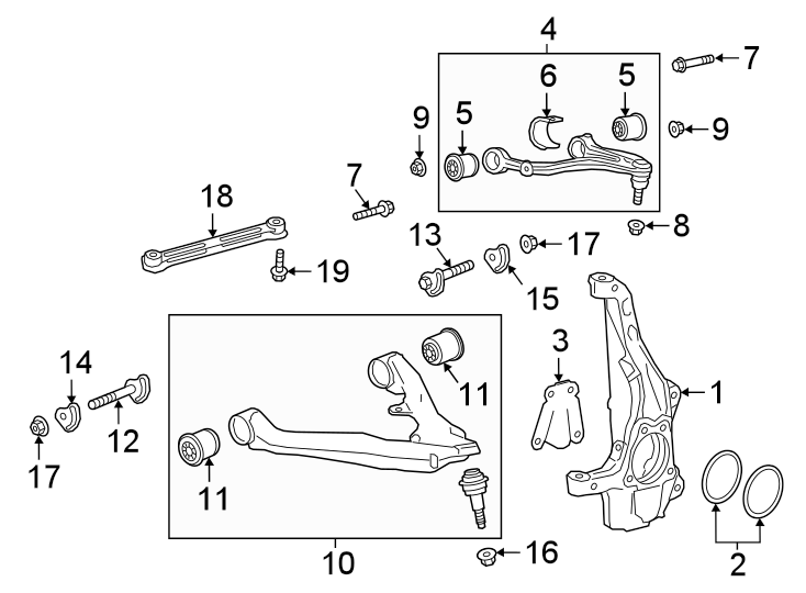 Diagram Front suspension. Suspension components. for your 2016 GMC Sierra 2500 HD 6.0L Vortec V8 A/T 4WD SLE Standard Cab Pickup 