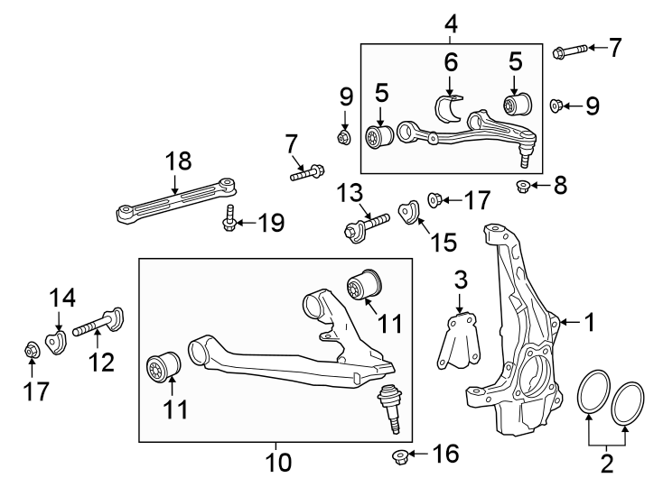 Diagram FRONT SUSPENSION. SUSPENSION COMPONENTS. for your 2018 Chevrolet Equinox   