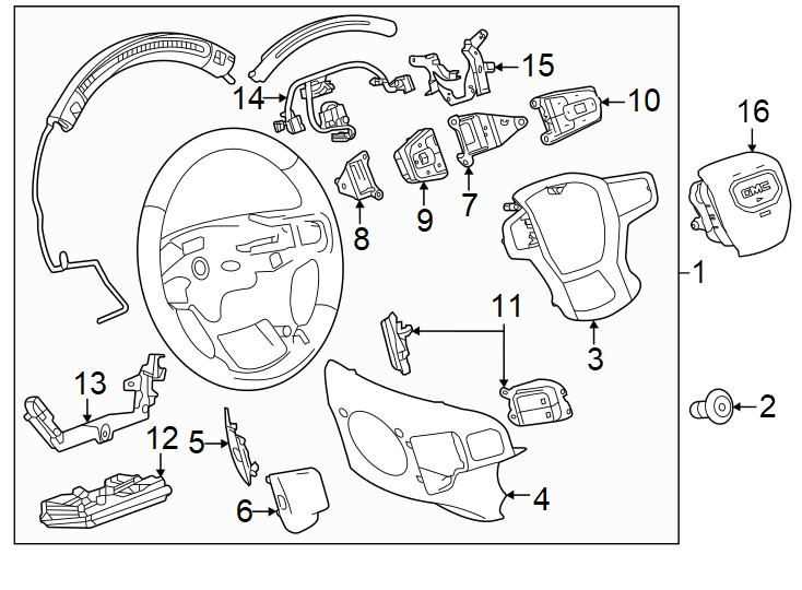 Diagram Steering wheel & trim. for your 1999 Chevrolet Silverado   