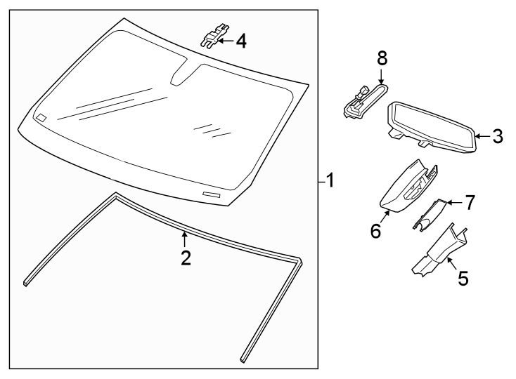 Diagram WINDSHIELD. GLASS. for your 2021 Chevrolet Express 3500   