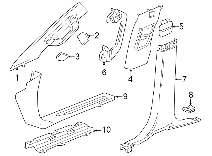 22024-25 elevation. AT4. Atmosphere. Double cab. Pillars & floor-front. Sle. Slt.https://images.simplepart.com/images/parts/motor/fullsize/GG19609.png