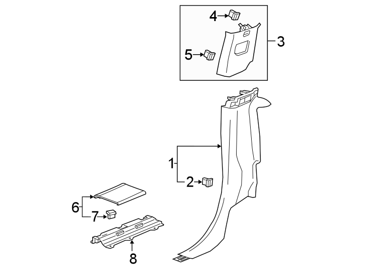 Diagram INTERIOR TRIM. for your 2005 Chevrolet Suburban 2500   