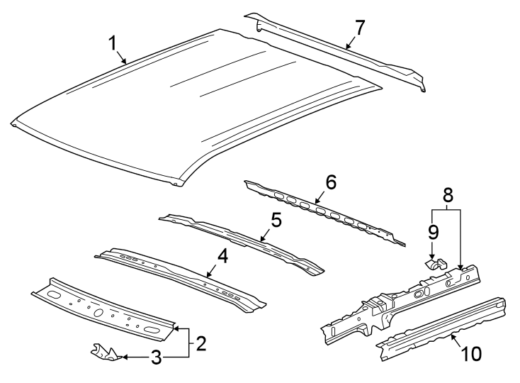 Diagram ROOF & COMPONENTS. for your 2021 GMC Sierra 2500 HD 6.6L V8 A/T 4WD SLT Extended Cab Pickup Fleetside 