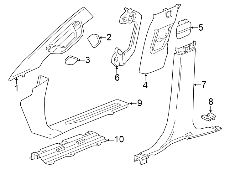 92024-25 elevation sle slt AT4 denali. AT4X. Atmosphere. Crew cab. Denali Ultimate. Pillars & floor-front.https://images.simplepart.com/images/parts/motor/fullsize/GG19663.png