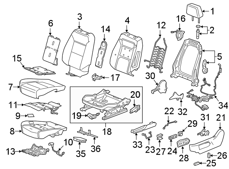 Diagram SEATS & TRACKS. DRIVER SEAT COMPONENTS. for your 2005 Chevrolet Express 1500   