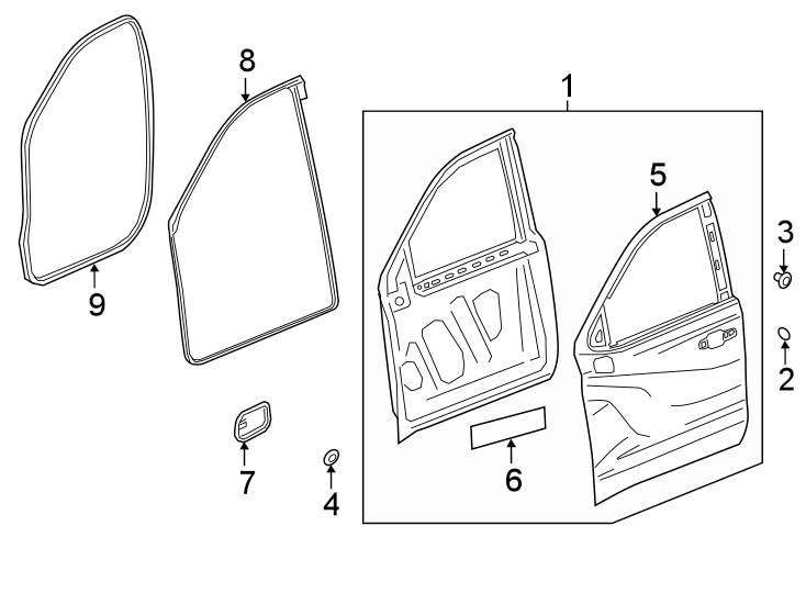 Diagram FRONT DOOR. DOOR & COMPONENTS. for your 2003 Pontiac Sunfire   