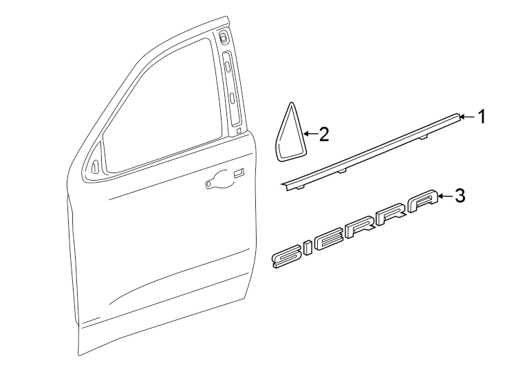 Diagram FRONT DOOR. EXTERIOR TRIM. for your GMC Sierra 1500  