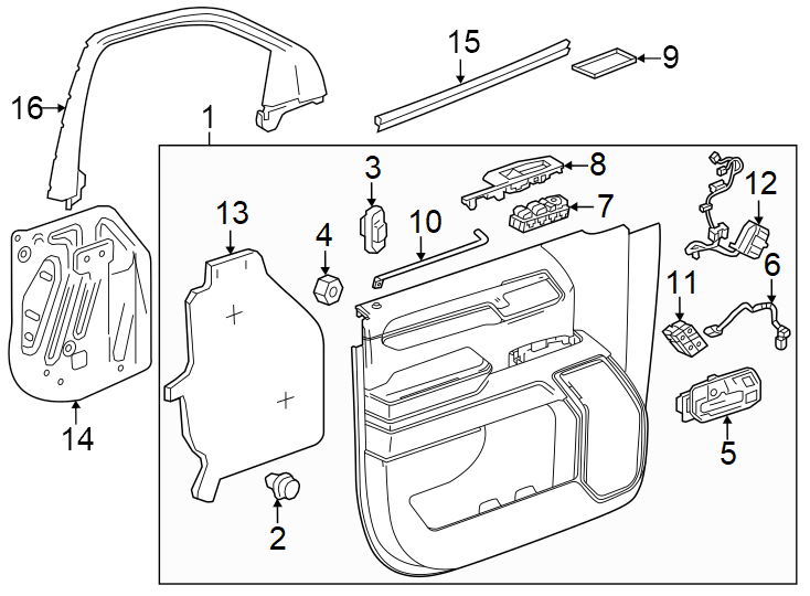 Diagram Front door. Interior trim. for your 2014 Chevrolet Spark   