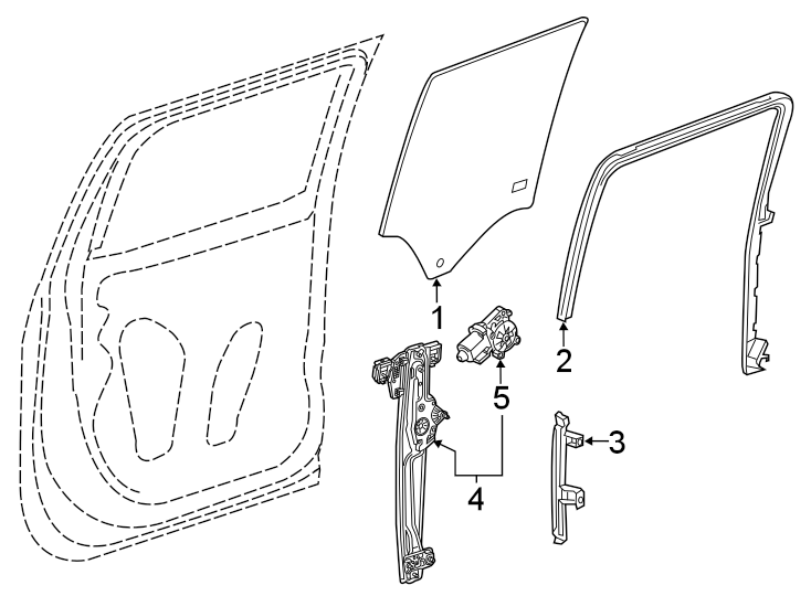 Diagram REAR DOOR. GLASS & HARDWARE. for your 2015 Chevrolet Spark   