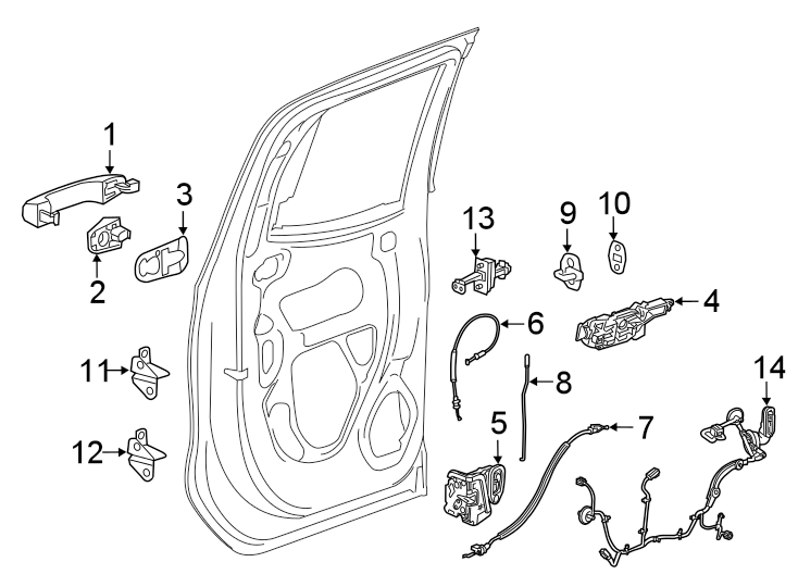 Diagram REAR DOOR. LOCK & HARDWARE. for your GMC Sierra 1500  