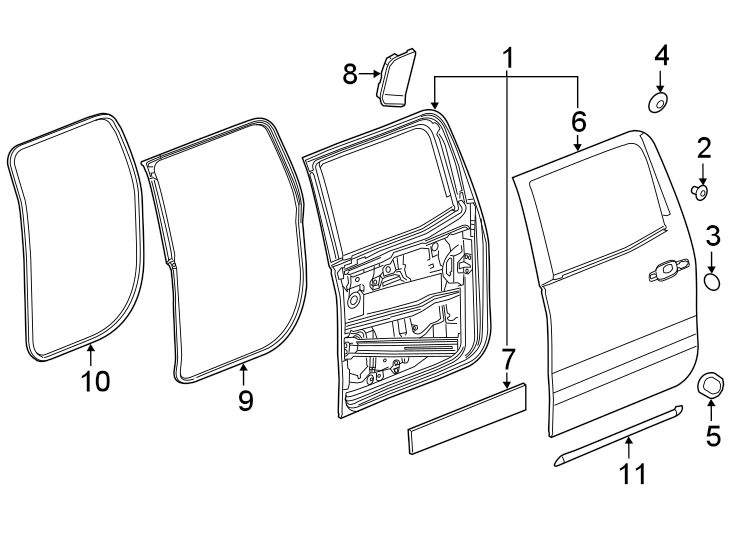 Diagram REAR DOOR. DOOR & COMPONENTS. for your 2007 Pontiac Grand Prix   