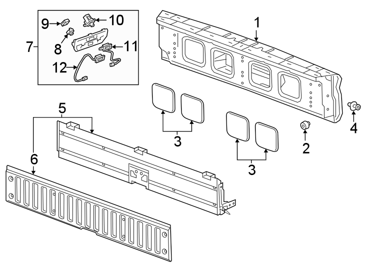 Diagram Tail gate. for your 2021 Chevrolet Express 3500   