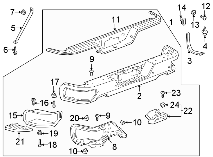 Rear bumper. Bumper & components.