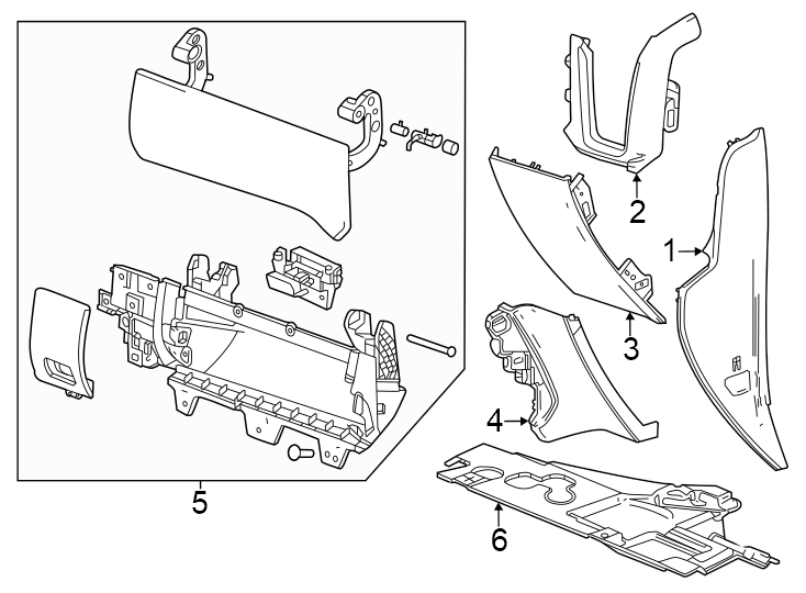 Diagram Instrument panel components. for your 2023 Cadillac XT5 Livery Hearse  