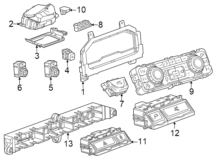 Diagram Instrument panel. Cluster & switches. for your 2017 Chevrolet Camaro LT Coupe 2.0L Ecotec A/T 