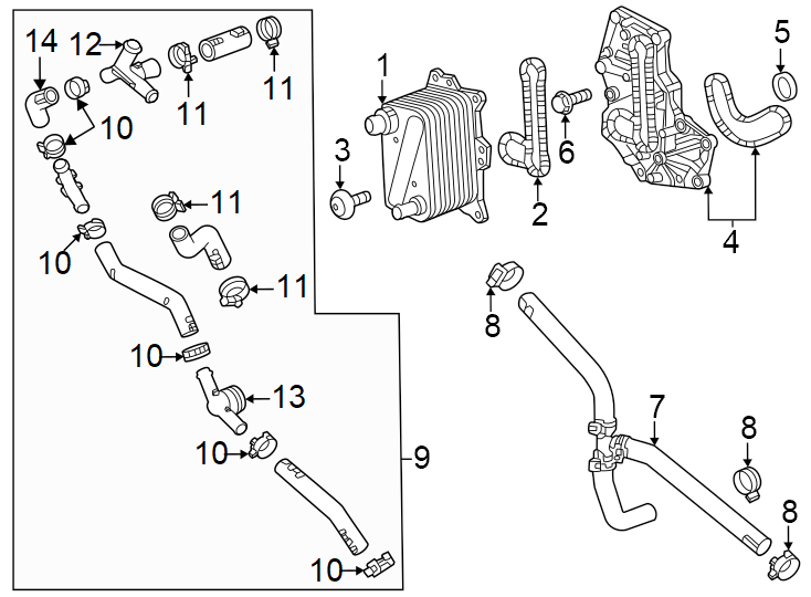 Diagram Oil cooler. for your 2024 Chevrolet Camaro 6.2L V8 A/T LT1 Convertible 