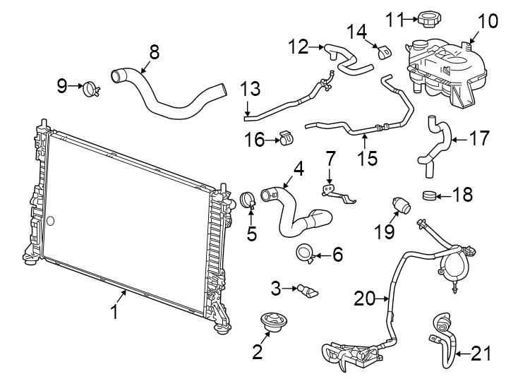 Diagram Radiator & components. for your 2011 Chevrolet Suburban 2500   