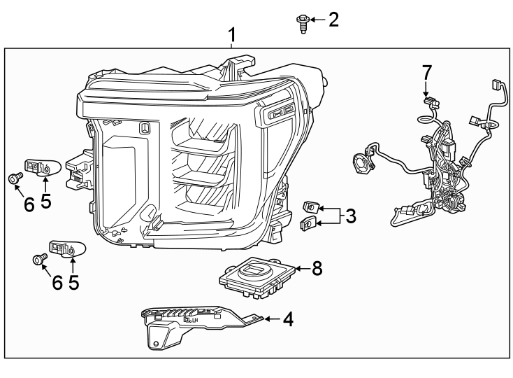 Diagram Front lamps. Headlamp components. for your 2005 Chevrolet Classic   