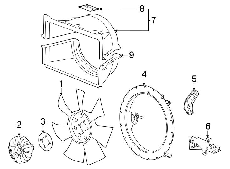 Diagram Cooling fan. for your 1999 Chevrolet Blazer Trailblazer Sport Utility  