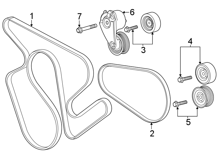 Diagram Belts & pulleys. for your 2021 Chevrolet Silverado 3500 HD LT Cab & Chassis Fleetside 6.6L Duramax V8 DIESEL A/T RWD 