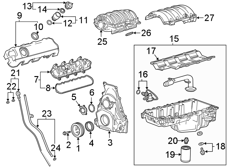 Diagram Engine parts. for your 2013 Chevrolet Express 3500 Base Standard Cargo Van 6.0L Vortec V8 CNG A/T 