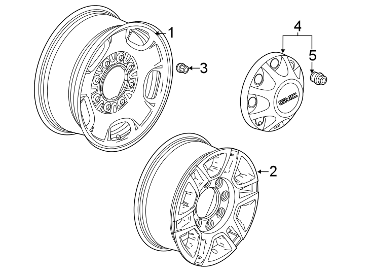 Diagram Wheels. for your 2023 GMC Sierra 2500 HD   