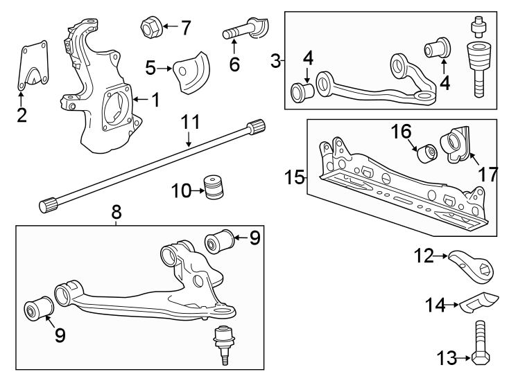 Diagram Front suspension. Suspension components. for your 2014 GMC Sierra 2500 HD 6.0L Vortec V8 CNG A/T RWD WT Standard Cab Pickup 