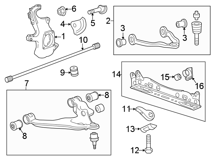 Diagram Front suspension. Suspension components. for your 2014 GMC Sierra 2500 HD 6.0L Vortec V8 CNG A/T RWD WT Standard Cab Pickup 