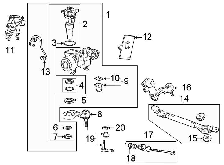 Diagram Steering gear & linkage. for your 2021 GMC Sierra 2500 HD  SLT Crew Cab Pickup 