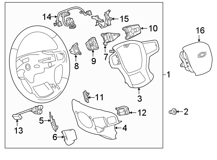 Diagram Steering wheel & trim. for your 2021 GMC Sierra 2500 HD 6.6L Duramax V8 DIESEL A/T 4WD Base Extended Cab Pickup Fleetside 