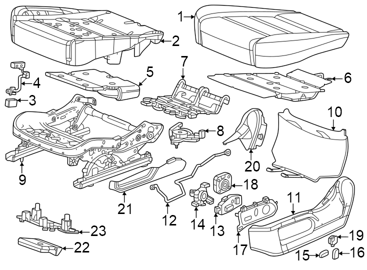 Diagram Seats & tracks. Driver seat components. for your 2008 Chevrolet Aveo    