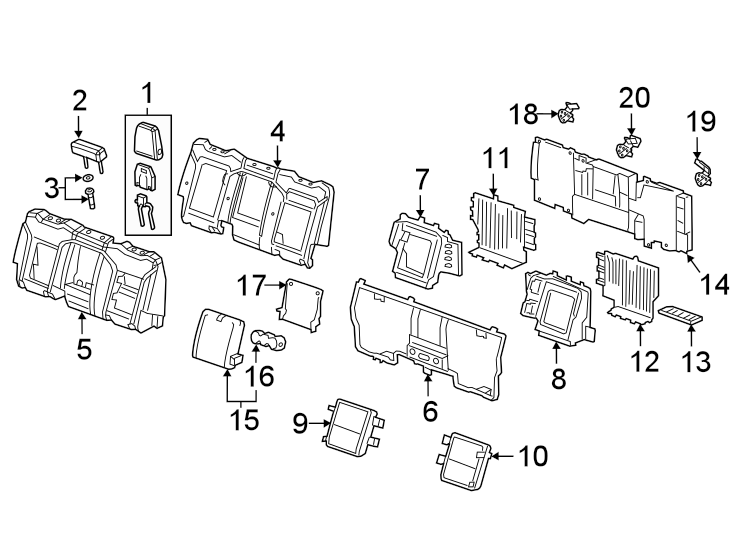 Diagram Seats & tracks. Rear seat components. for your 2012 Cadillac Escalade EXT   