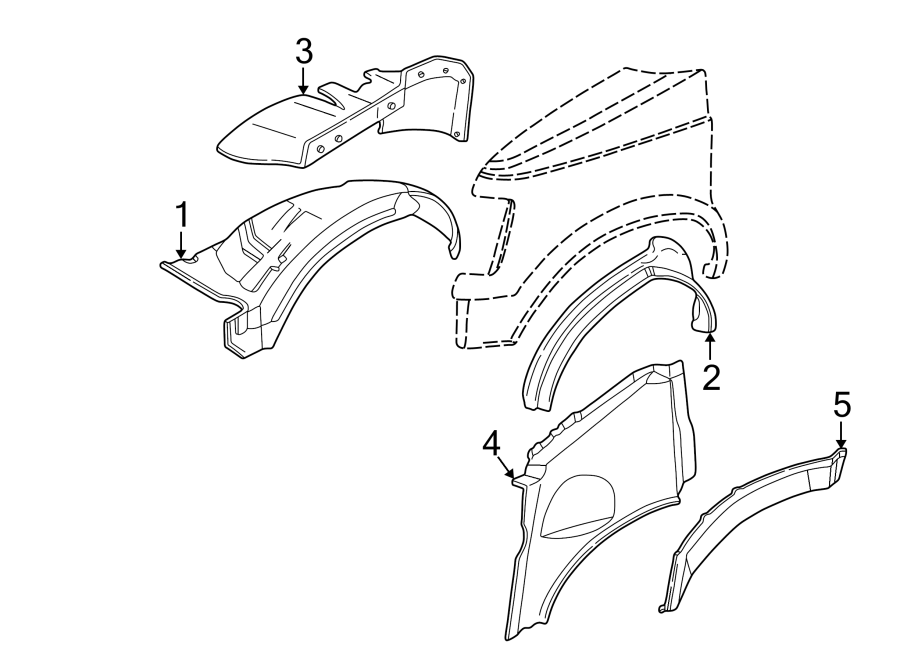 Diagram FENDER. STRUCTURAL COMPONENTS & RAILS. for your 1999 Pontiac Firebird    