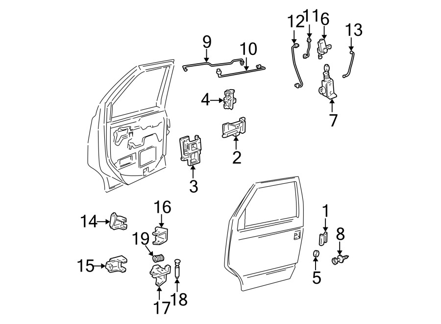 Diagram FRONT DOOR. HANDLES. LOCKS & RODS. for your 2007 GMC Sierra 1500 Classic SL Extended Cab Pickup Fleetside 4.3L Vortec V6 A/T RWD 