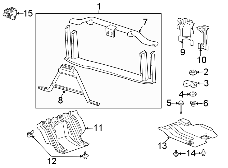 Diagram RADIATOR SUPPORT. for your 2018 GMC Sierra 2500 HD 6.0L Vortec V8 FLEX A/T RWD SLE Extended Cab Pickup Fleetside 