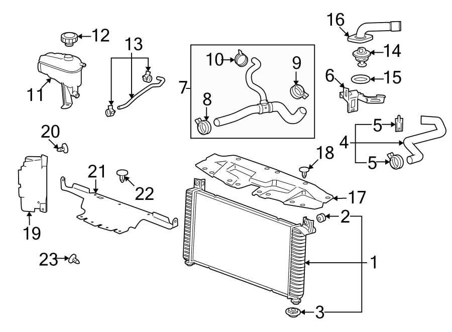 Diagram RADIATOR & COMPONENTS. for your 2013 Chevrolet Equinox LTZ Sport Utility  