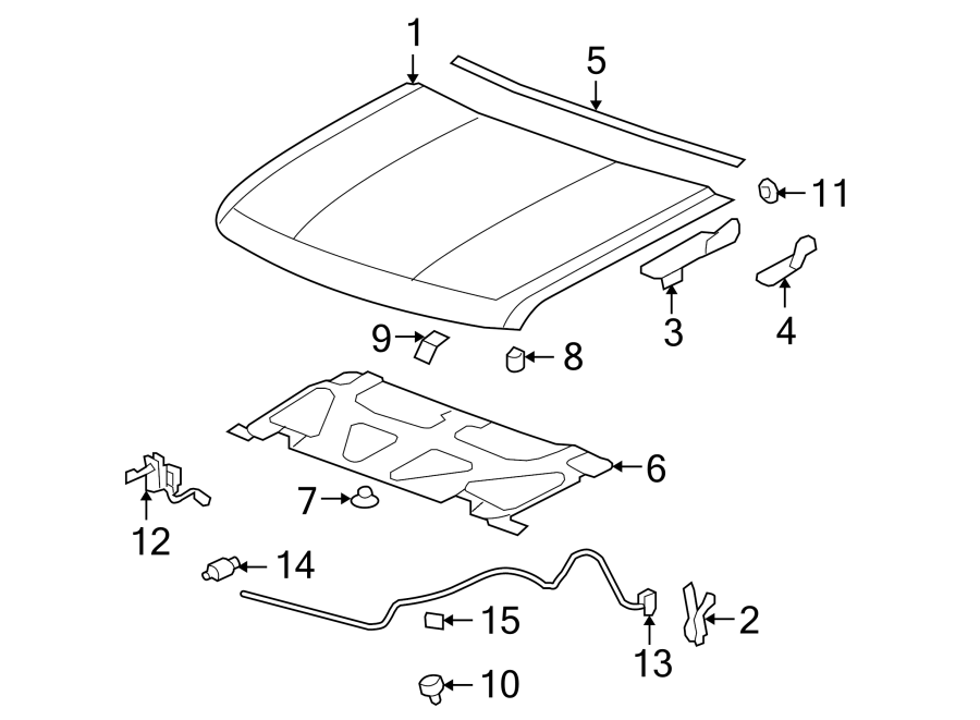 Diagram Hood & components. for your 2007 GMC Sierra 1500 Classic SLE Standard Cab Pickup  