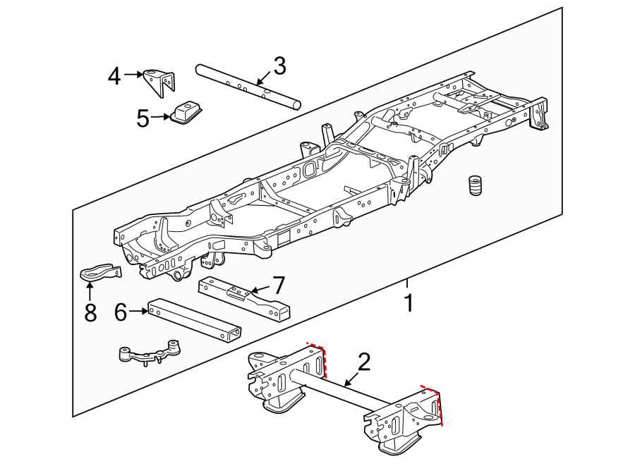 Diagram FRAME & COMPONENTS. for your 2012 GMC Sierra 2500 HD 6.6L Duramax V8 DIESEL A/T RWD SLE Standard Cab Pickup Fleetside 