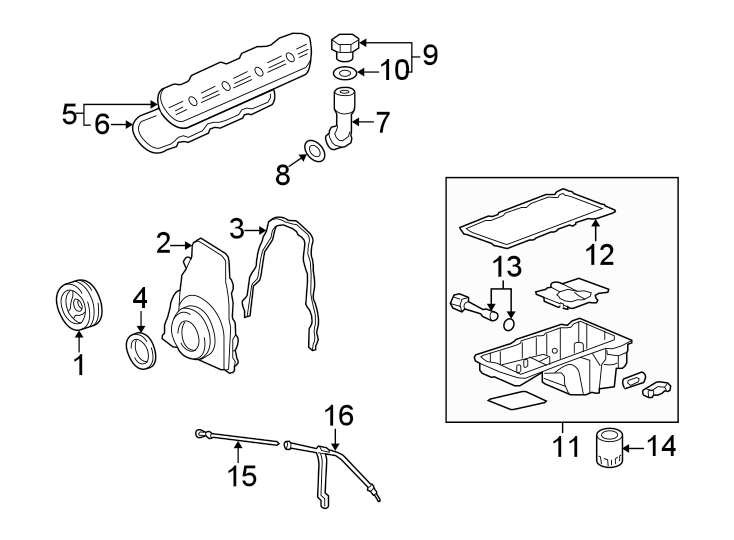 Diagram Engine parts. for your Chevrolet