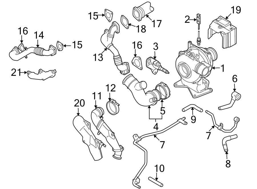 Diagram TURBOCHARGER & COMPONENTS. for your 2005 Chevrolet Corvette   