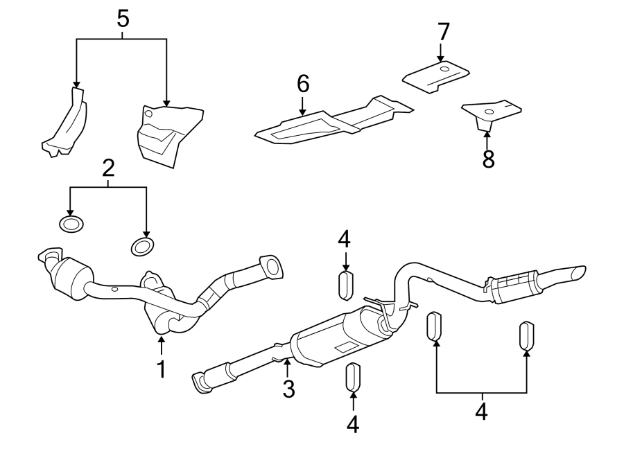 Diagram EXHAUST SYSTEM. EXHAUST COMPONENTS. for your 2005 Chevrolet Silverado 2500 HD WT Extended Cab Pickup  