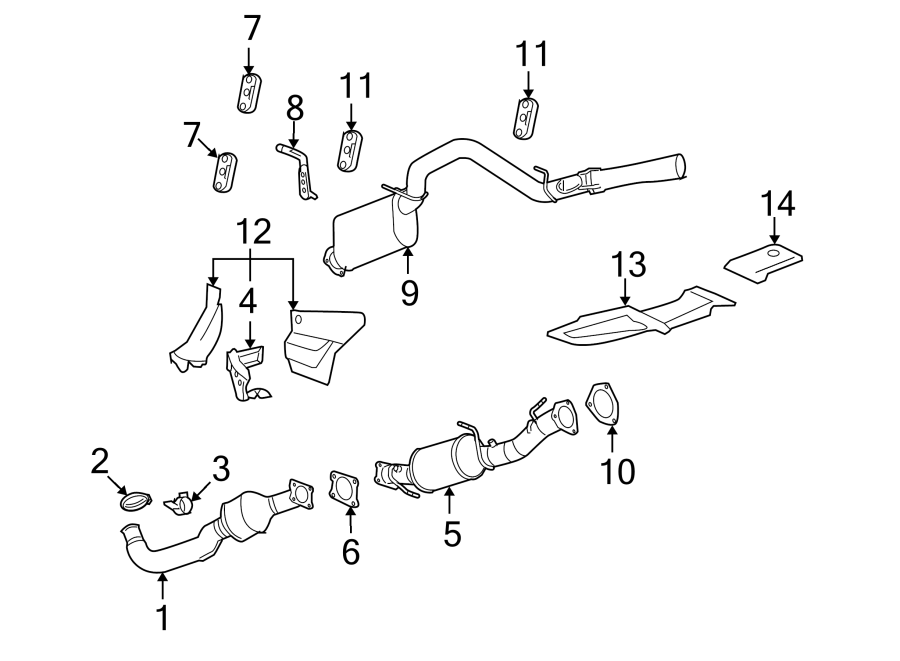 Diagram EXHAUST SYSTEM. EXHAUST COMPONENTS. for your 2005 Chevrolet Silverado 1500 HD LT Crew Cab Pickup  