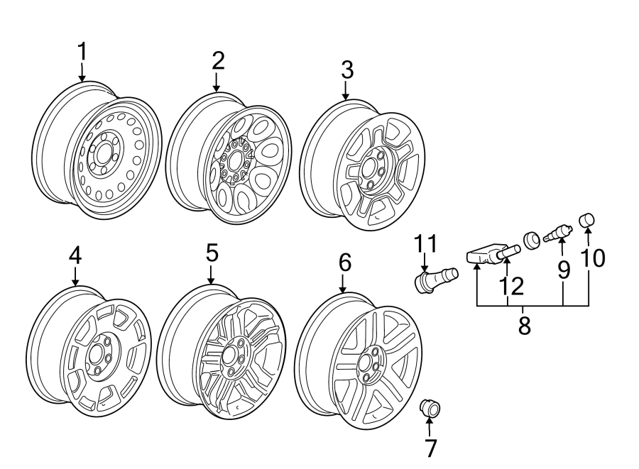 Diagram WHEELS. for your 2005 Chevrolet Silverado 1500 Z71 Off-Road Crew Cab Pickup Fleetside  