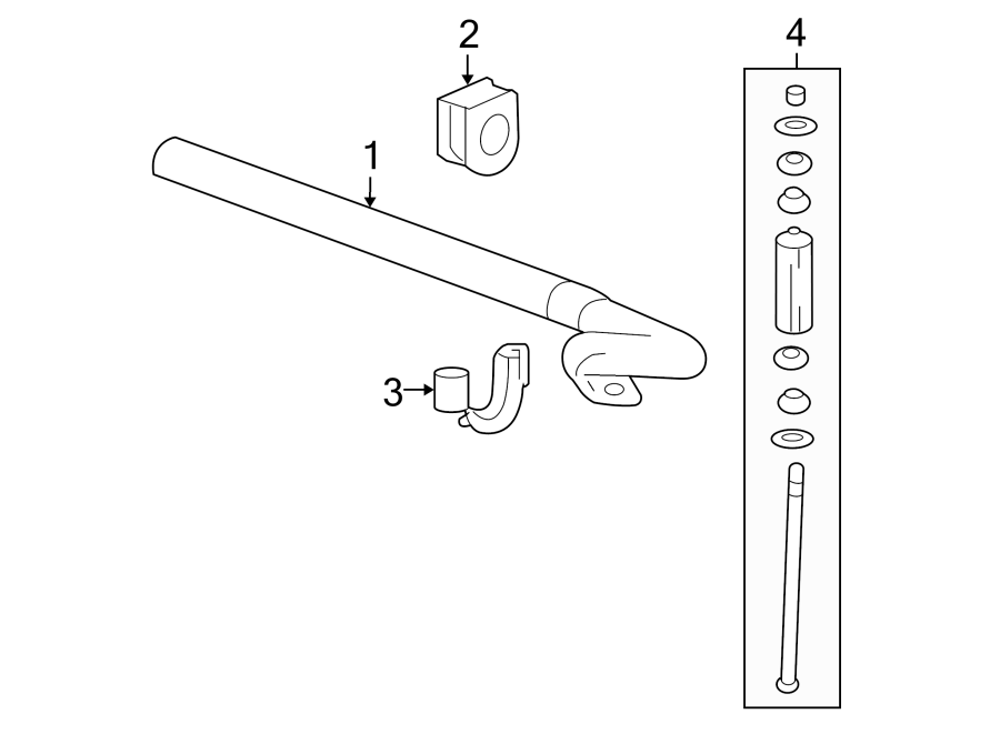 FRONT SUSPENSION. STABILIZER BAR & COMPONENTS.