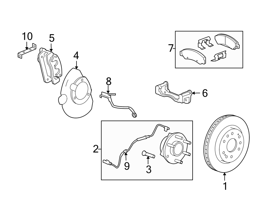 Diagram Front suspension. Brake components. for your 2012 GMC Sierra 2500 HD  SLE Crew Cab Pickup 